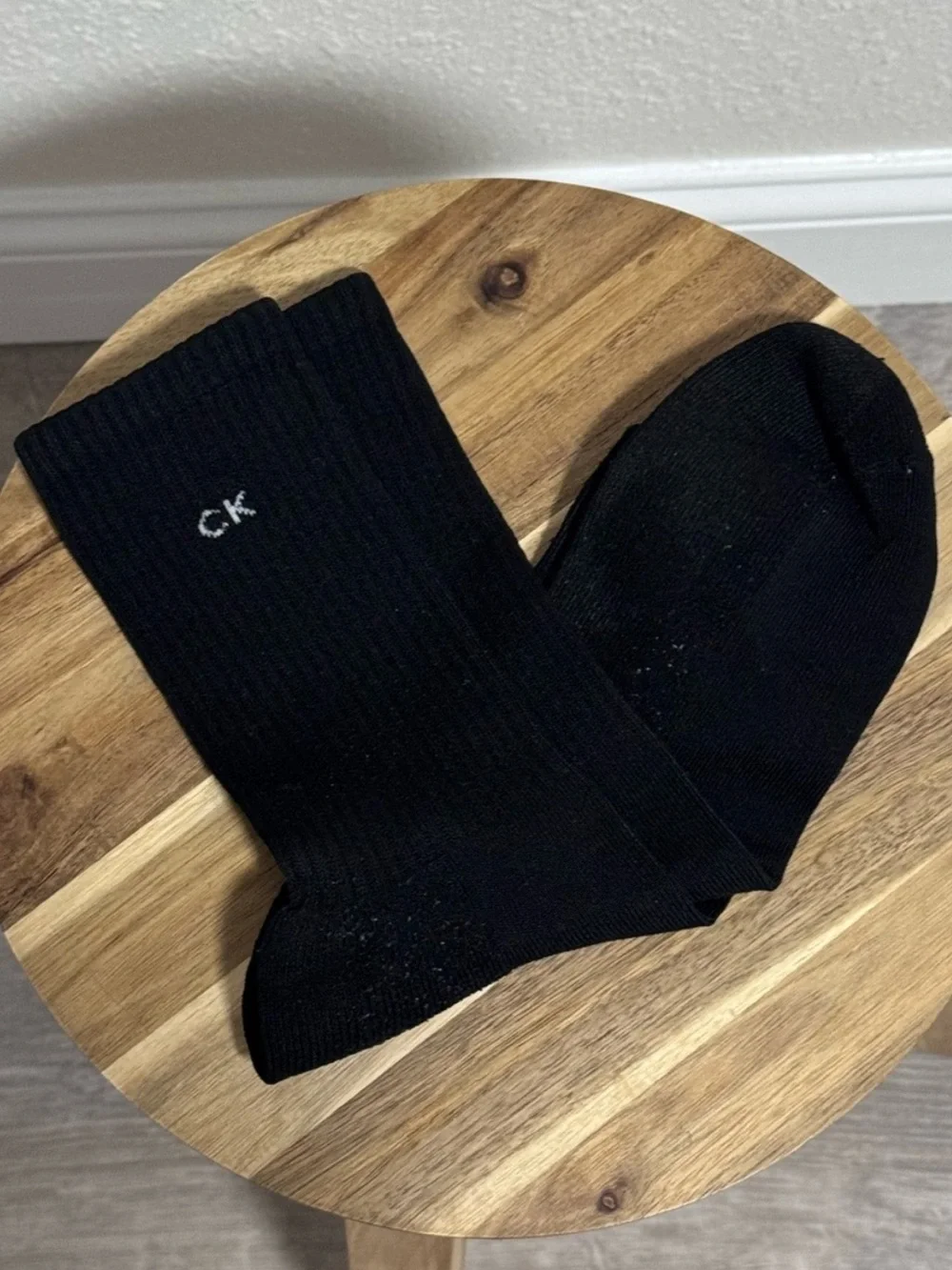 Calvin Klein Black Crew Socks Unisex CK Logo Soft Cotton Blend OSFM